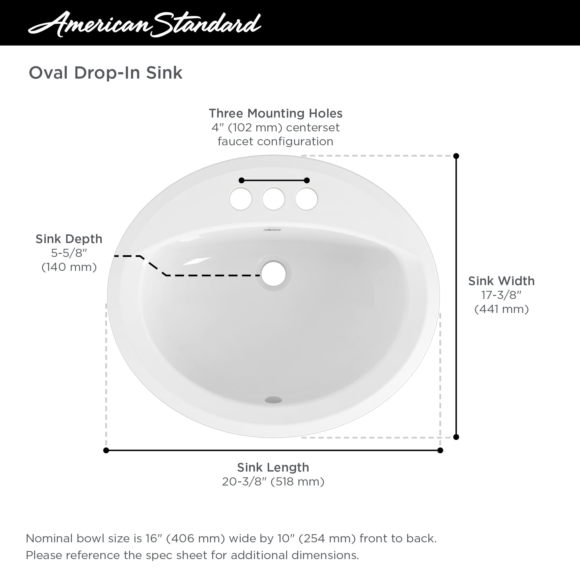 American Standard 3211.000.020 Ledgelyn 4" CI oval lav white 