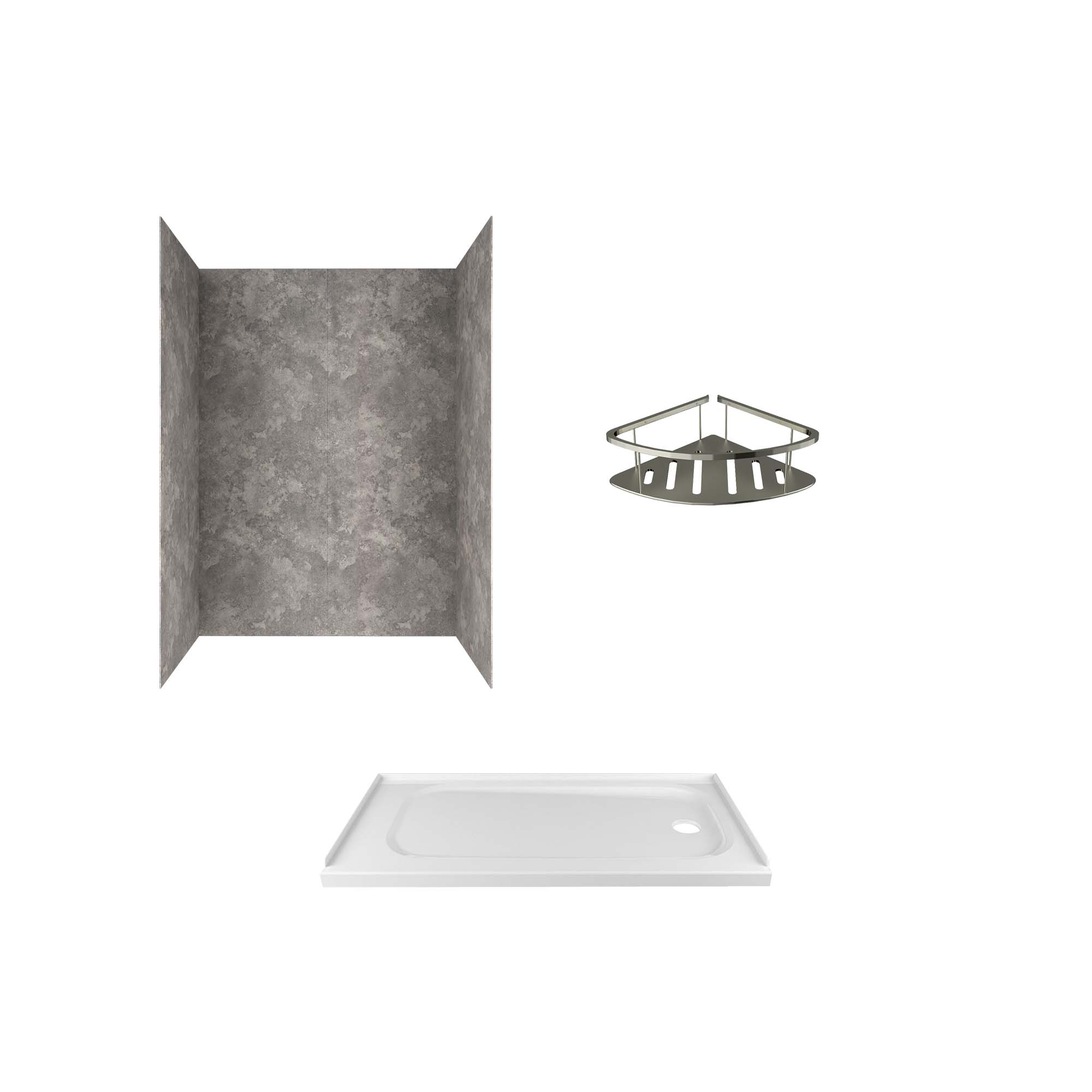 Passage Corner Shower Shelf 9" x 9" x 3.5" in Brushed Metal finish