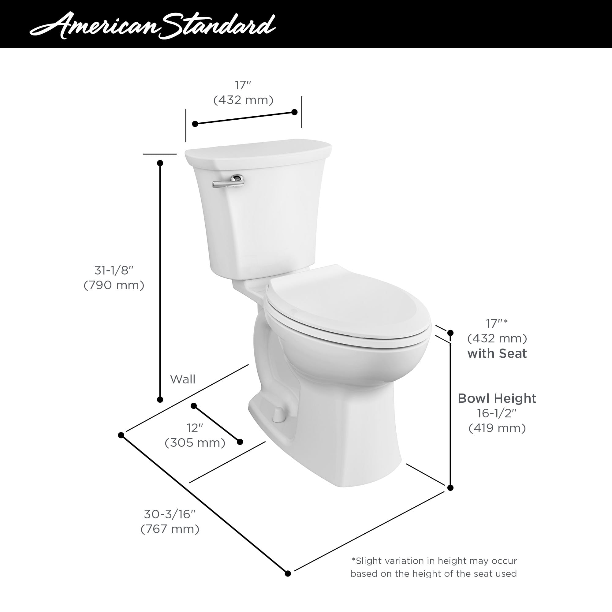 Edgemere Two-Piece 1.28 gpf/4.8 Lpf Chair Height Elongated Toilet with Seat