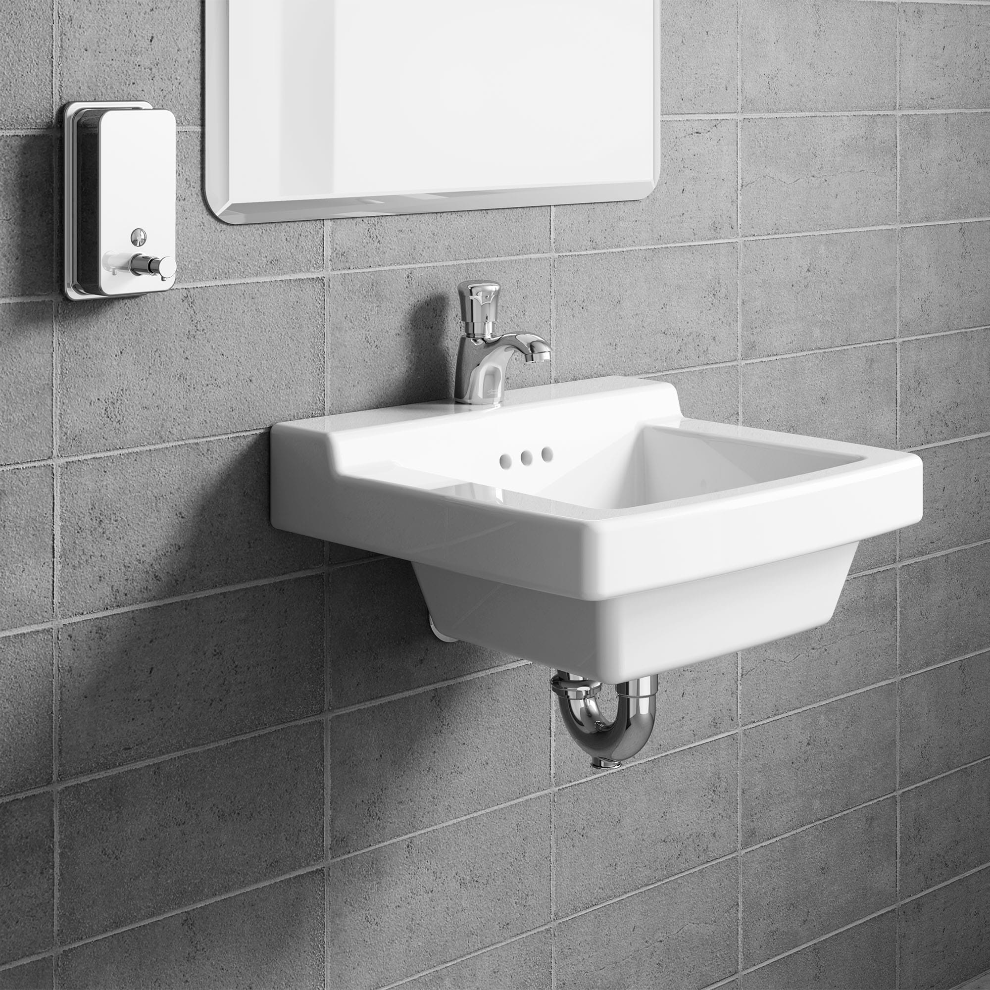 American Standard 1340119.002 Pillar Tap Metering Faucet with Extended Spout 0.5 GPM 
