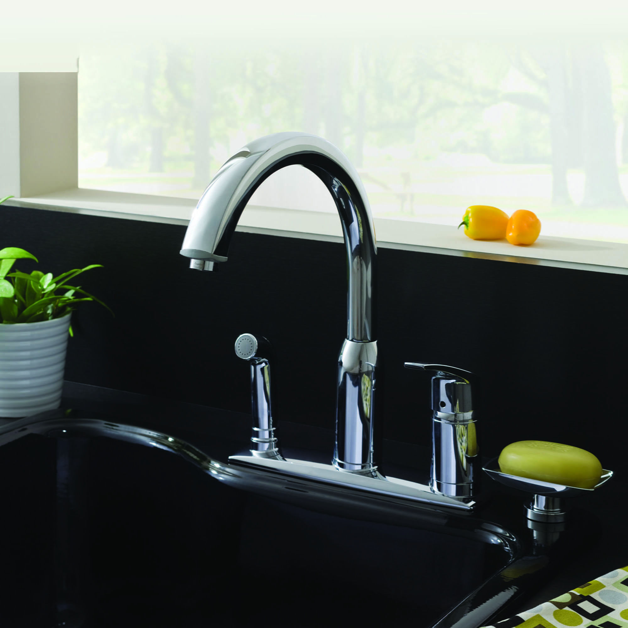 Arch Single Handle High Arc Kitchen Faucet with Side Spray