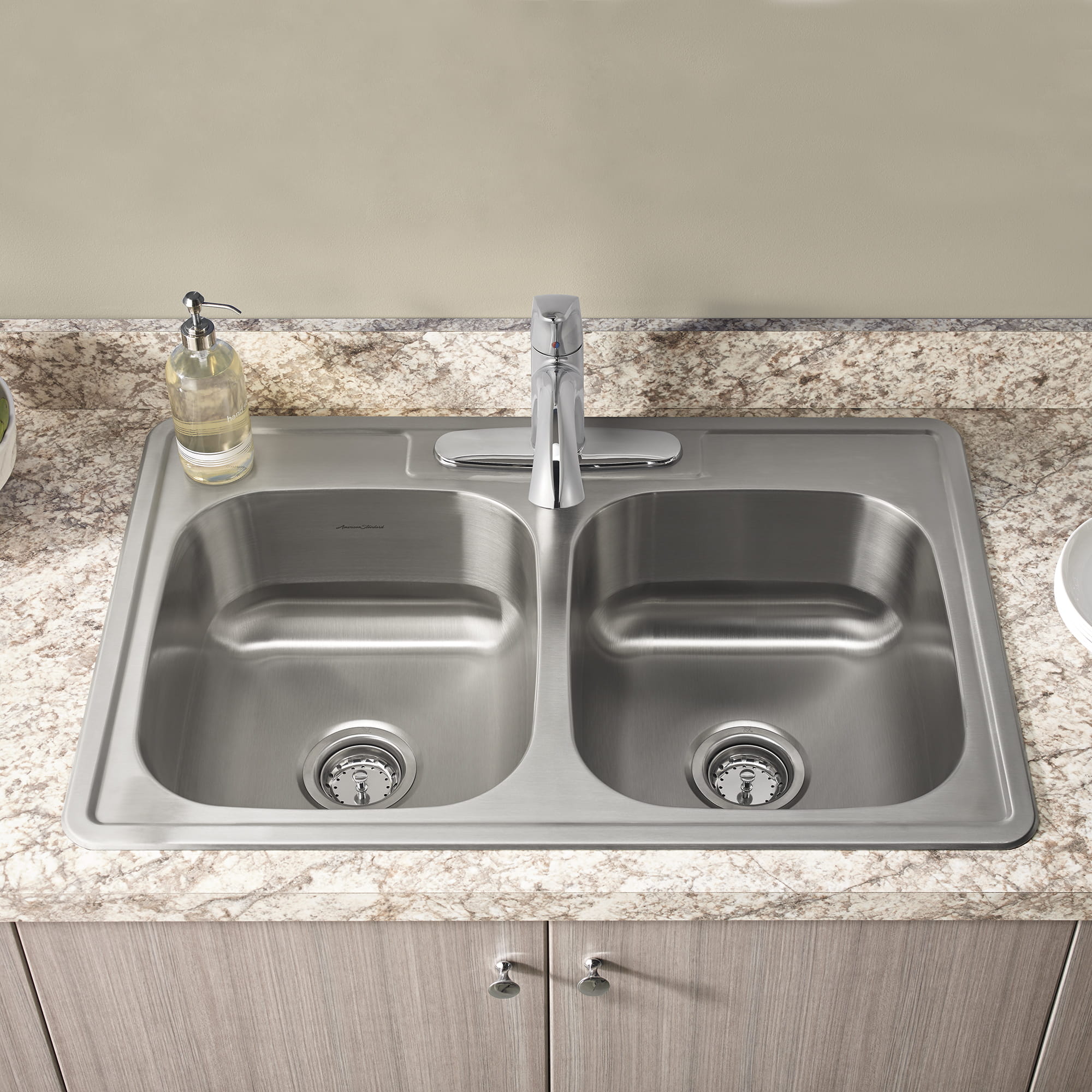 Colony® 33 x 22-Inch Stainless 3-Hole Topmount Double-Bowl Kitchen Sink
