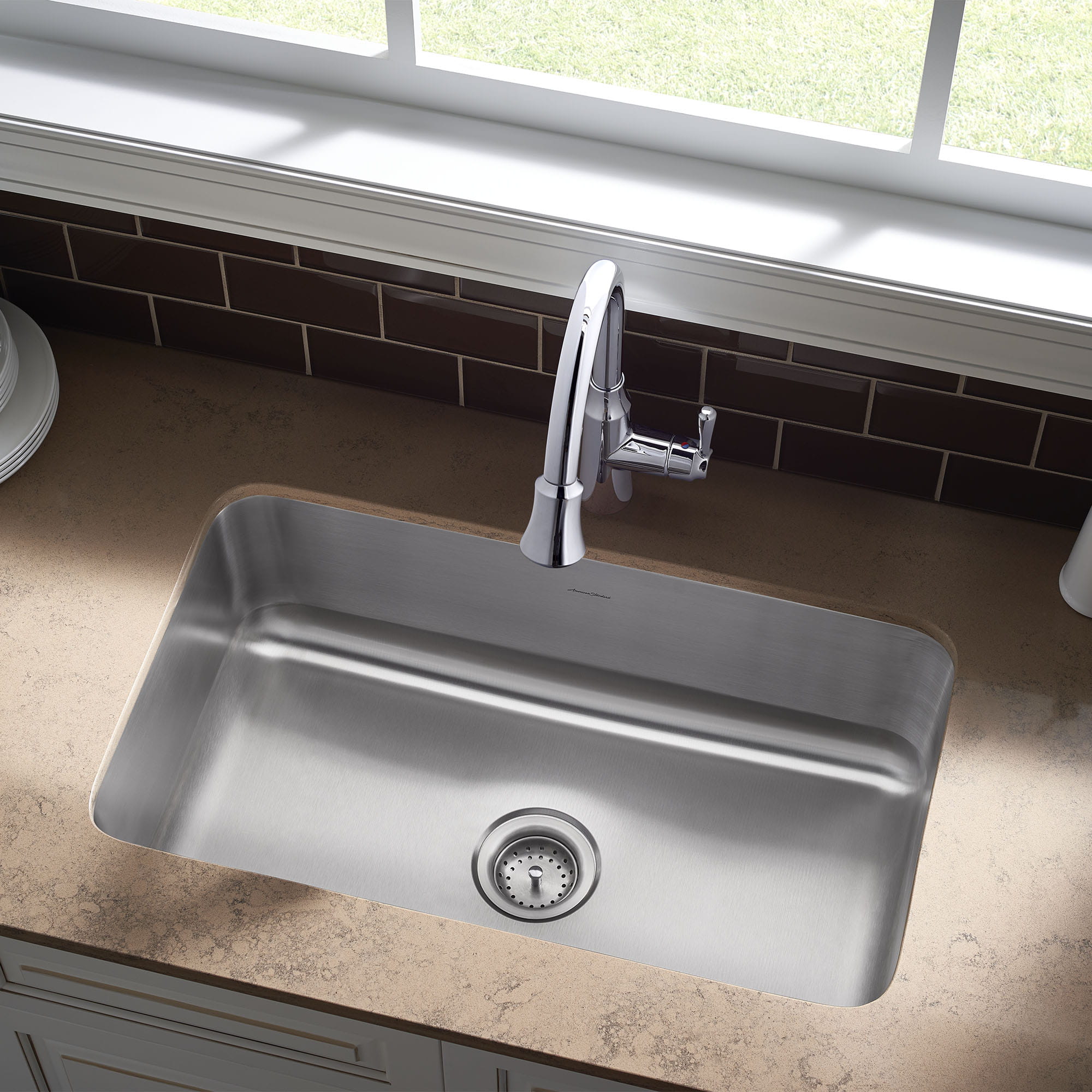 American Standard Danville 25 in x 25 in Stainless Steel Single Bowl  Undermount Residential Kitchen Sink