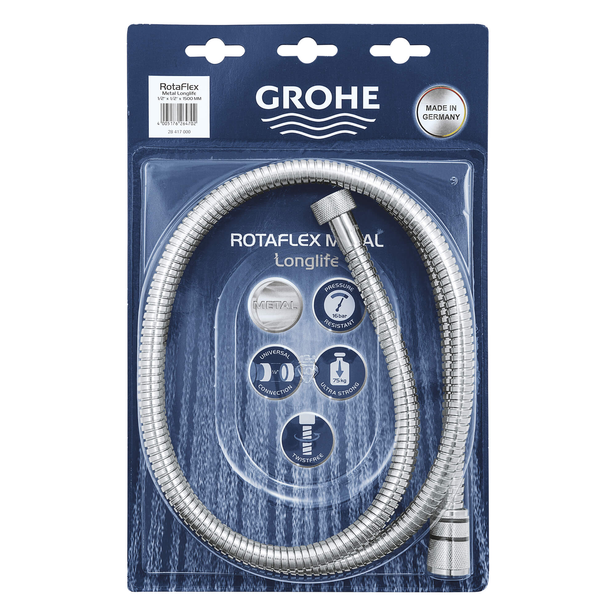 GROHE Shower Hose 59 Inch Twist Free Bathroom Accessory Hardware Brushed Nickel 