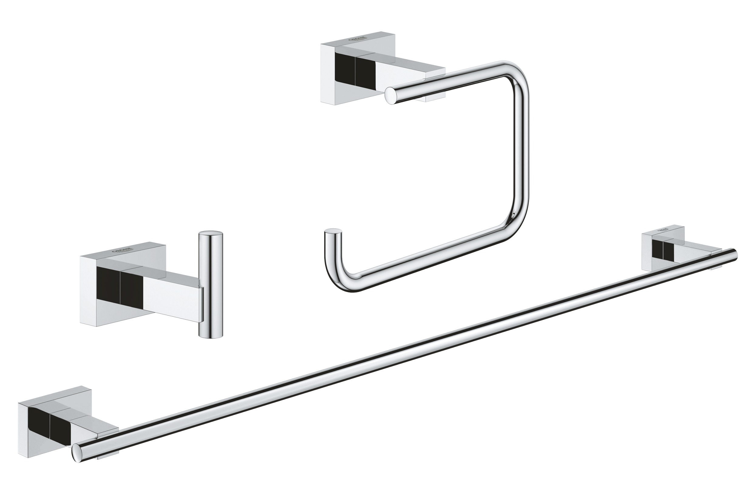 Silver Grohe 40755001 Essentials Cube Glass Holder with Glass 