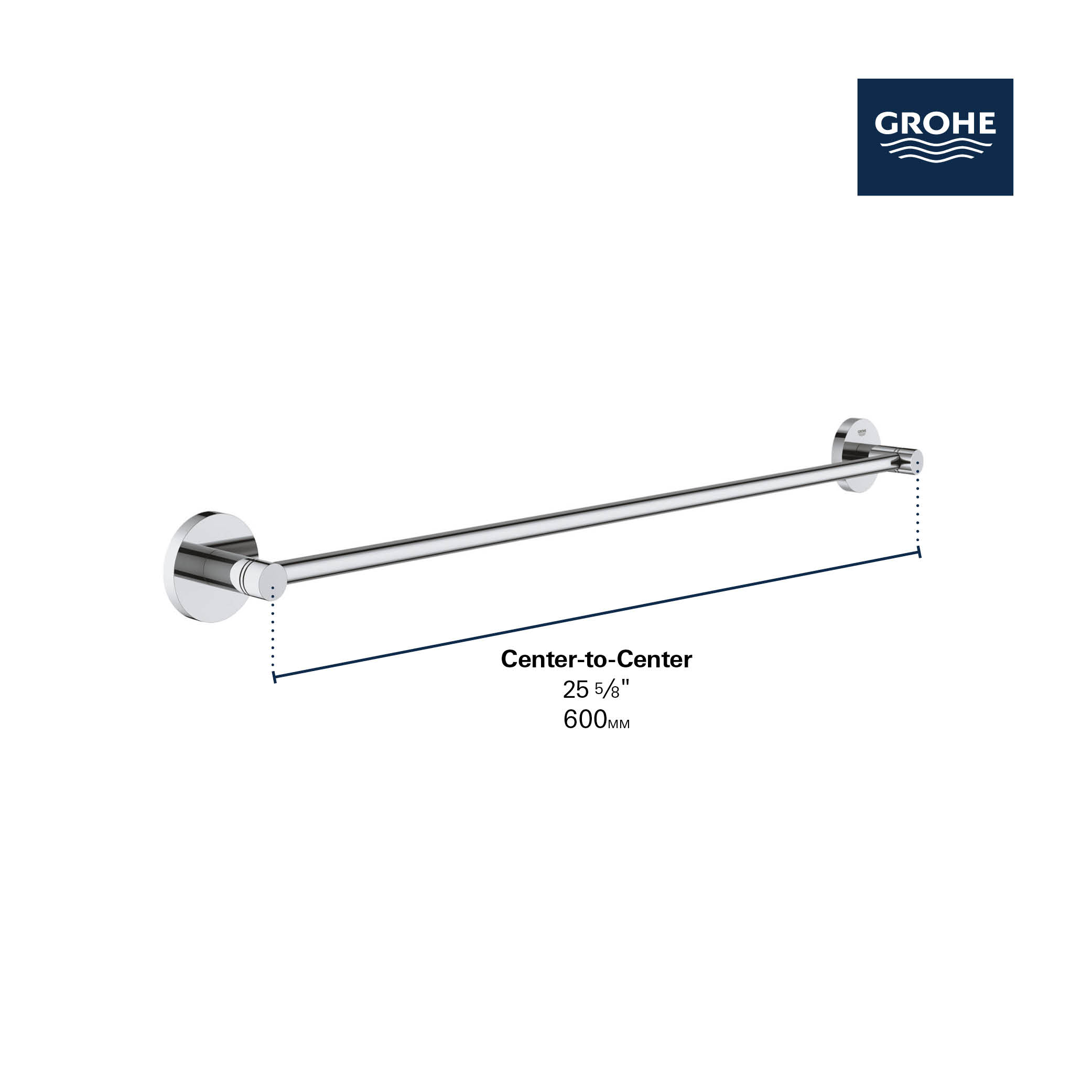 Brushed Nickel HH1 Grohe Towel Bar 40653 Essentials Authentic 24" Towel Rail 
