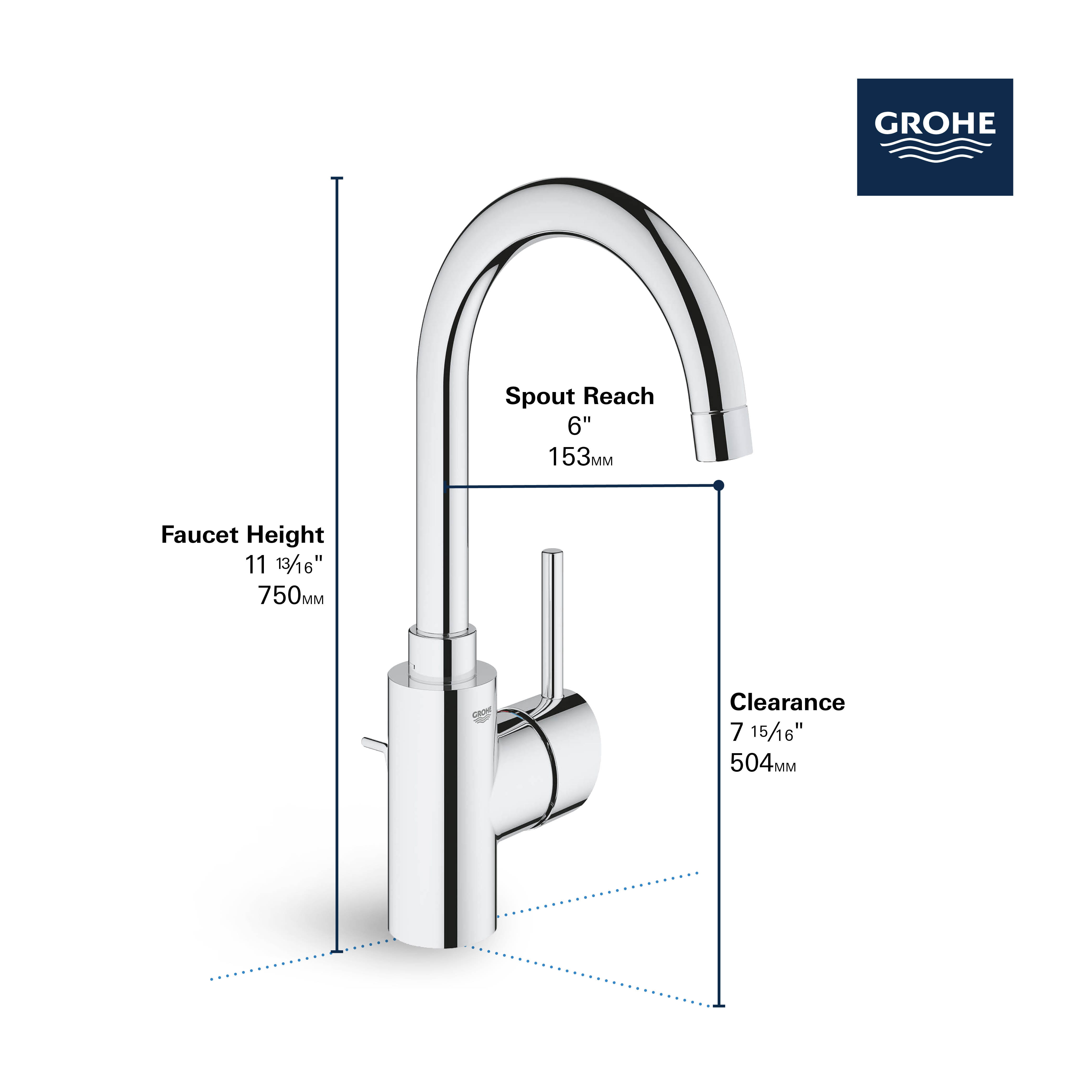 GROHE Concetto Single-Handle Tub and Shower Faucet Set in StarLight Chrome 