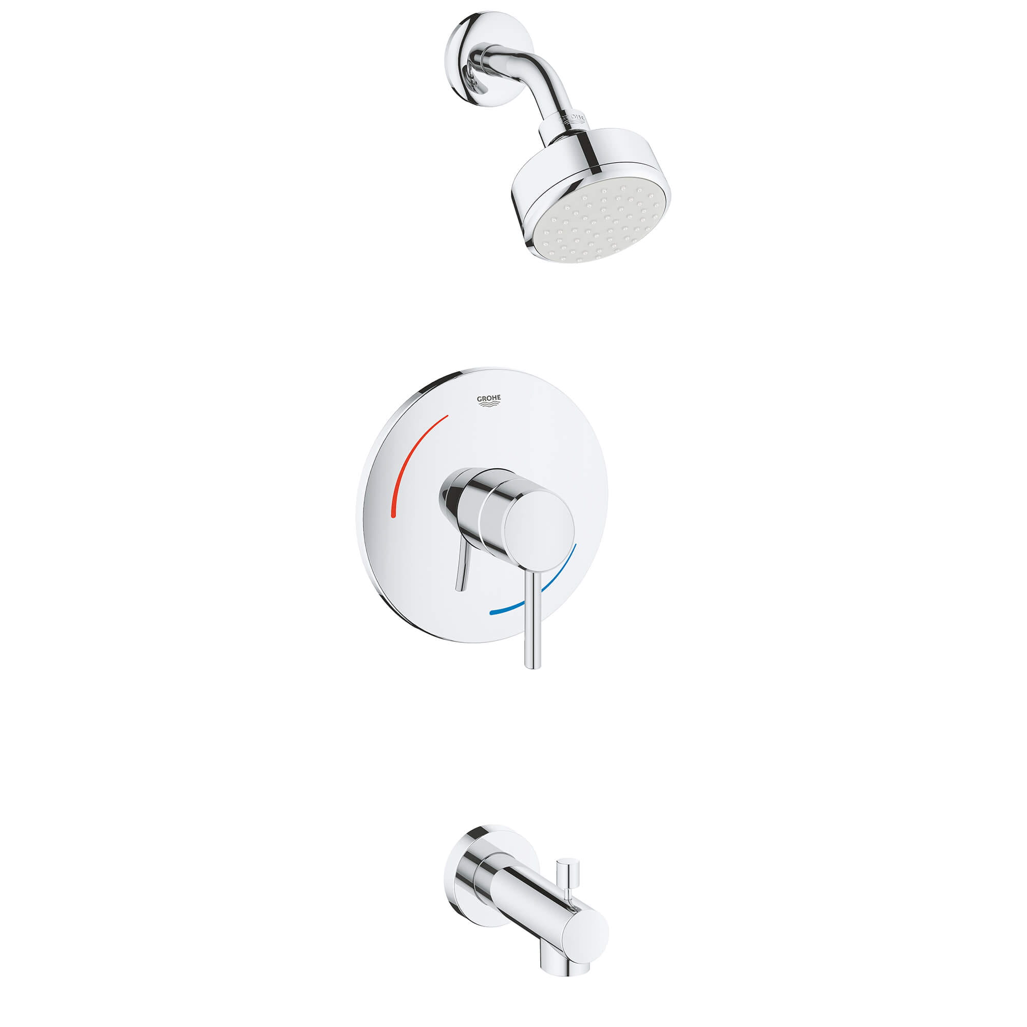 Starlight Chrome Grohe K35025-35015R-002-2 Eurostyle Shower Tub Combination with Rough-In Chrome,, 
