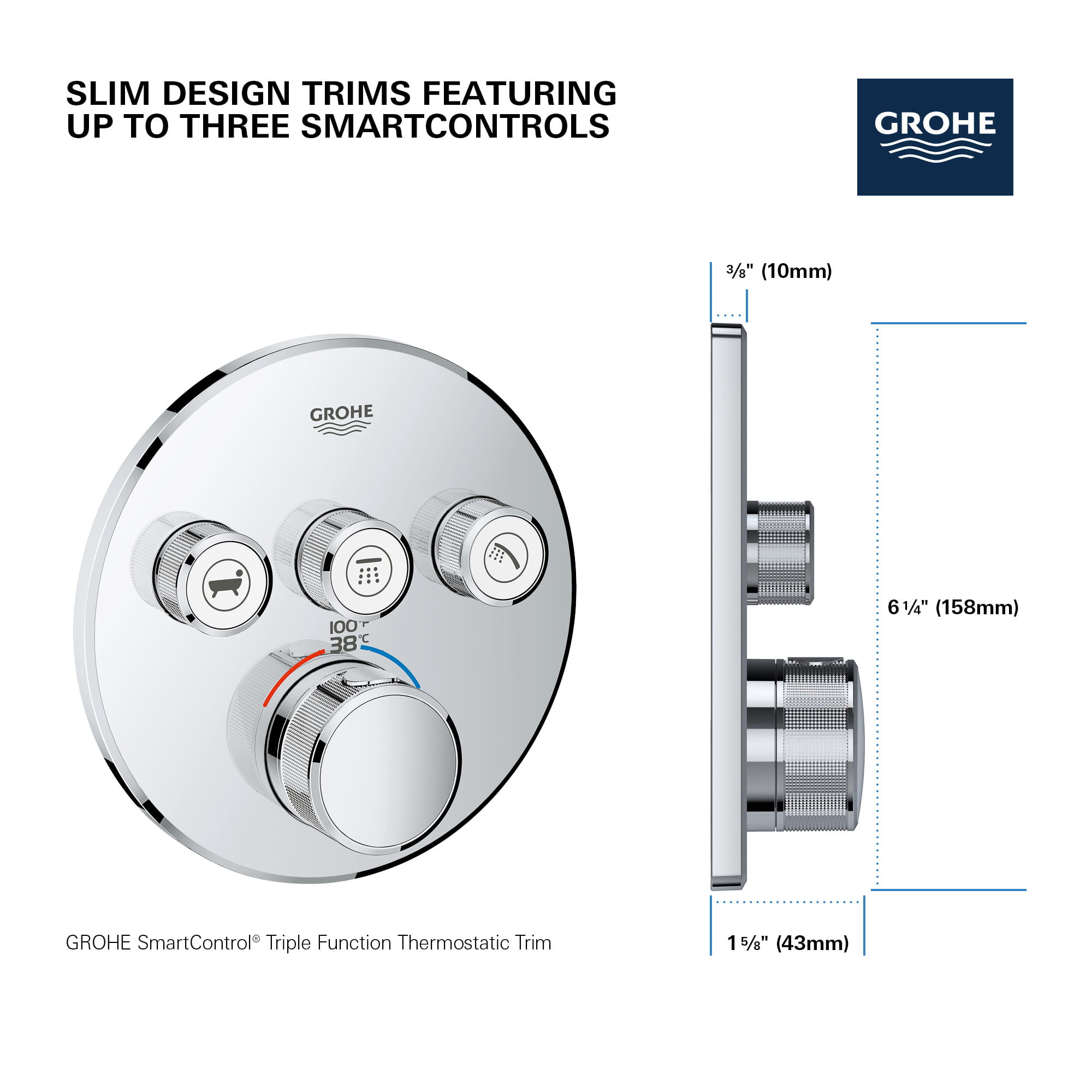 GROHE GROHE 29126000Grohtherm SmartControl Thermostat ConcealedSquare3 Valves 4005176413322 
