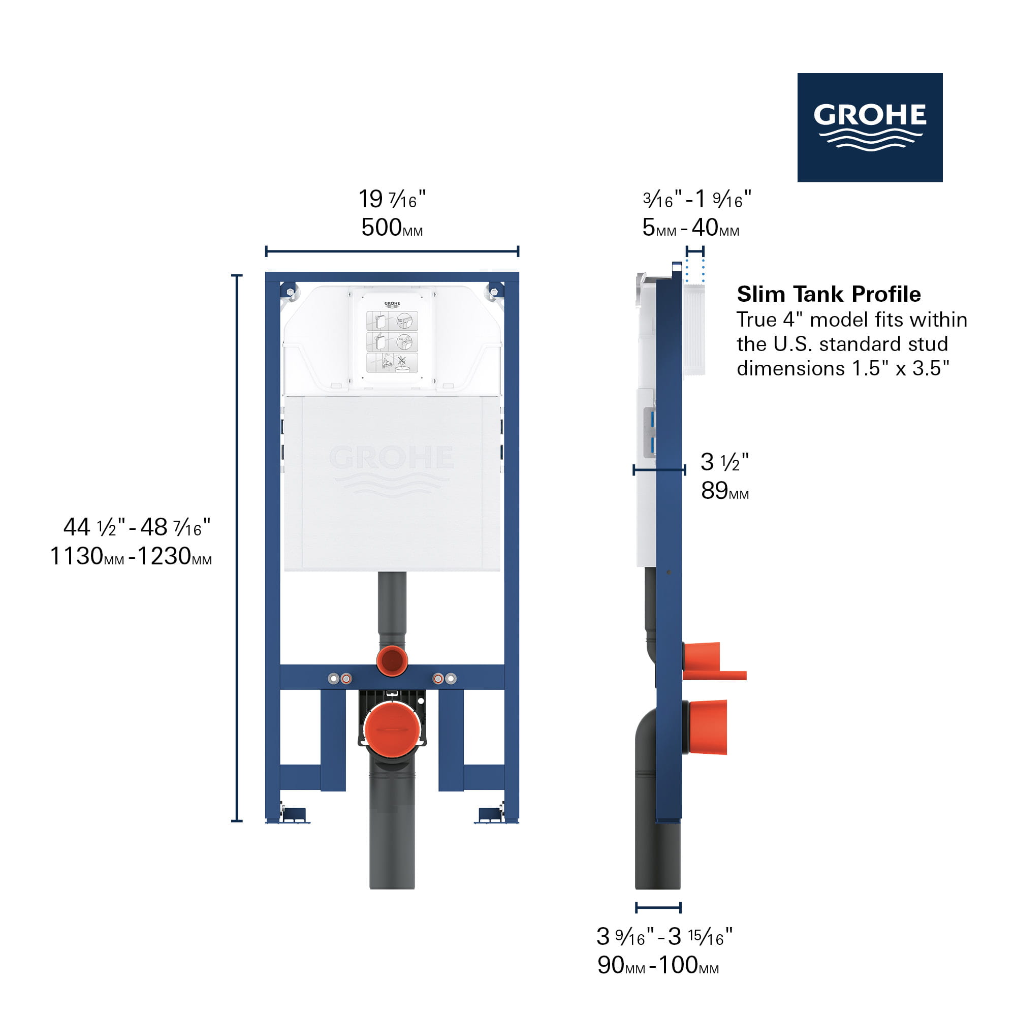 Rapid SL Slim 2” Carrier for Toilet