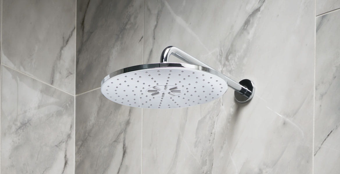 Grohe Eurocube Thermostatic Shower System with Multi-Function Shower Head,  Handshower, Slide Bar, Bodysprays, and Volume Controls - All Valves  Included in Chrome - Royal Bath Place