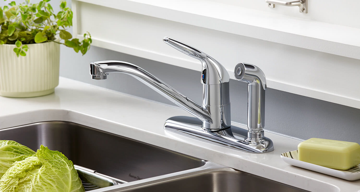 Side spray faucet with sink