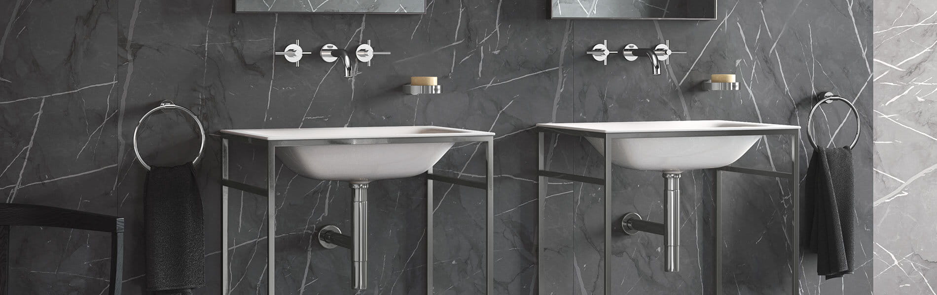 GROHE Modern Bathroom with Wall Mount Faucets