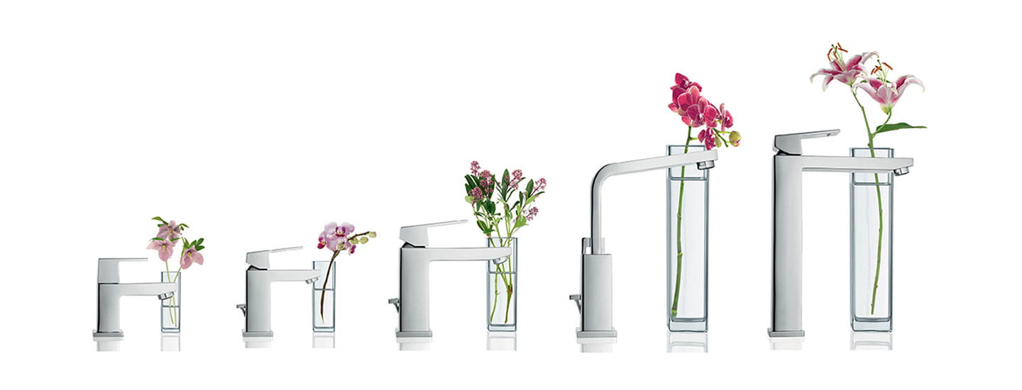 Range of grohe faucets from small to large.
