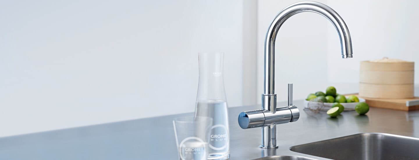Grohe Blue faucet with Grohe glass of water