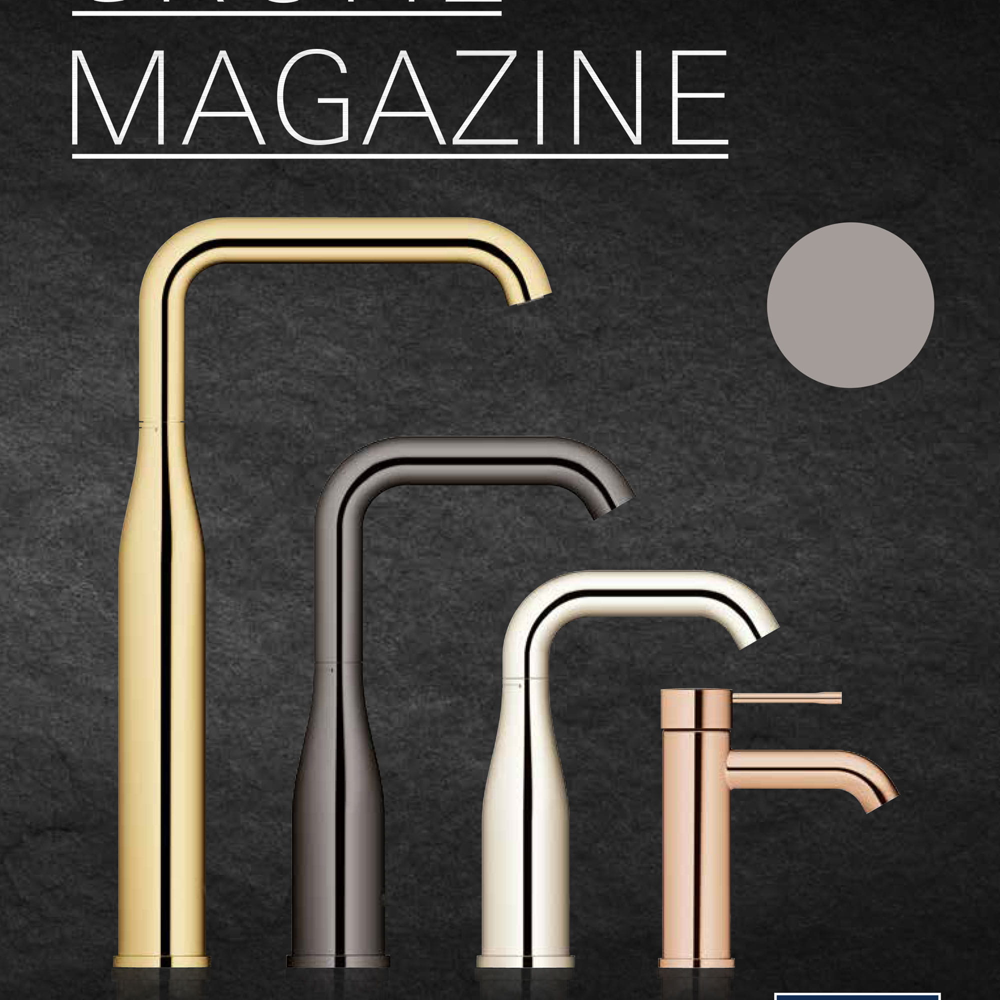 four faucets with different finishes 