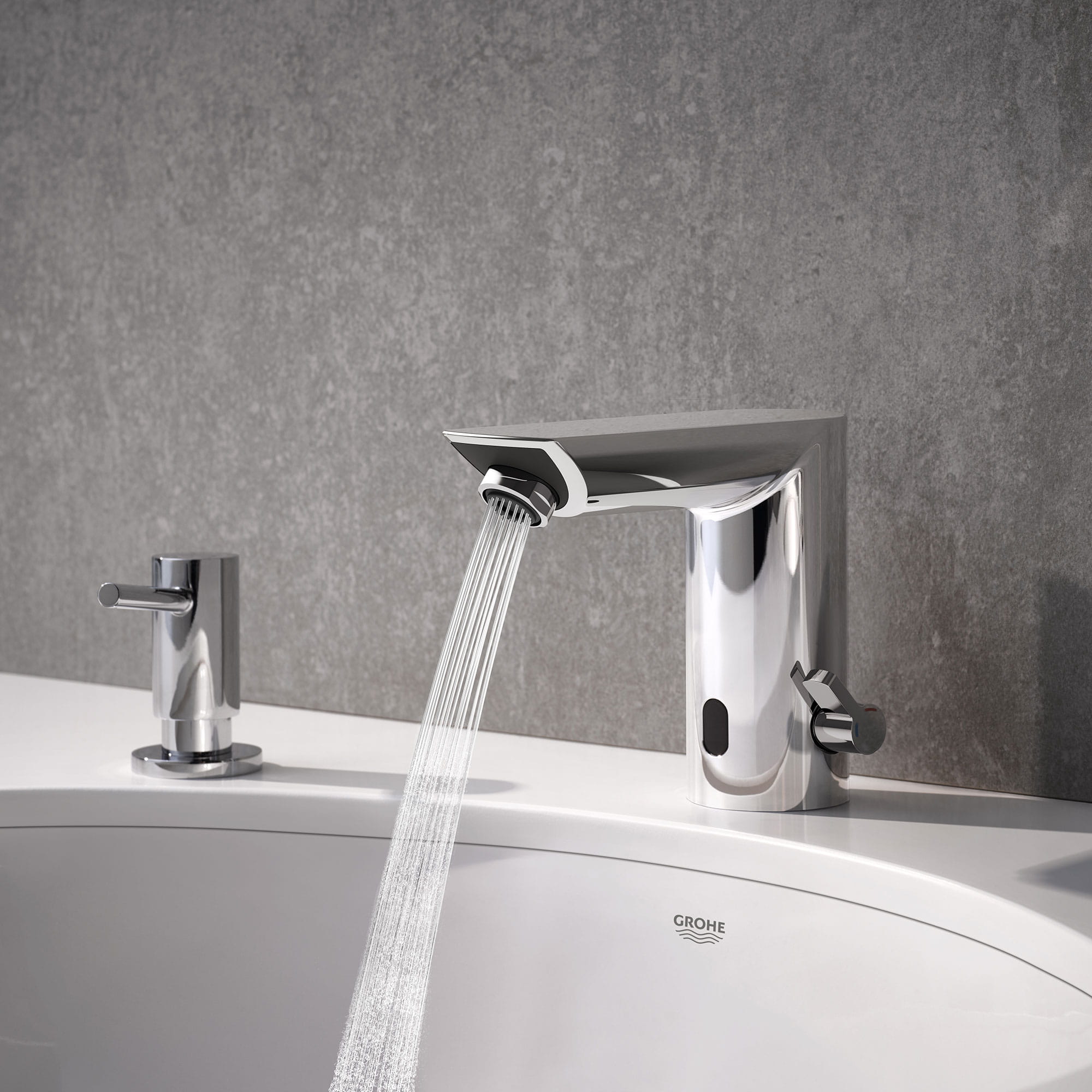 GROHE Euroeco Cosmopolitan S Robinet temporisé 1/2 bleu/rouge chrome -  36265000 