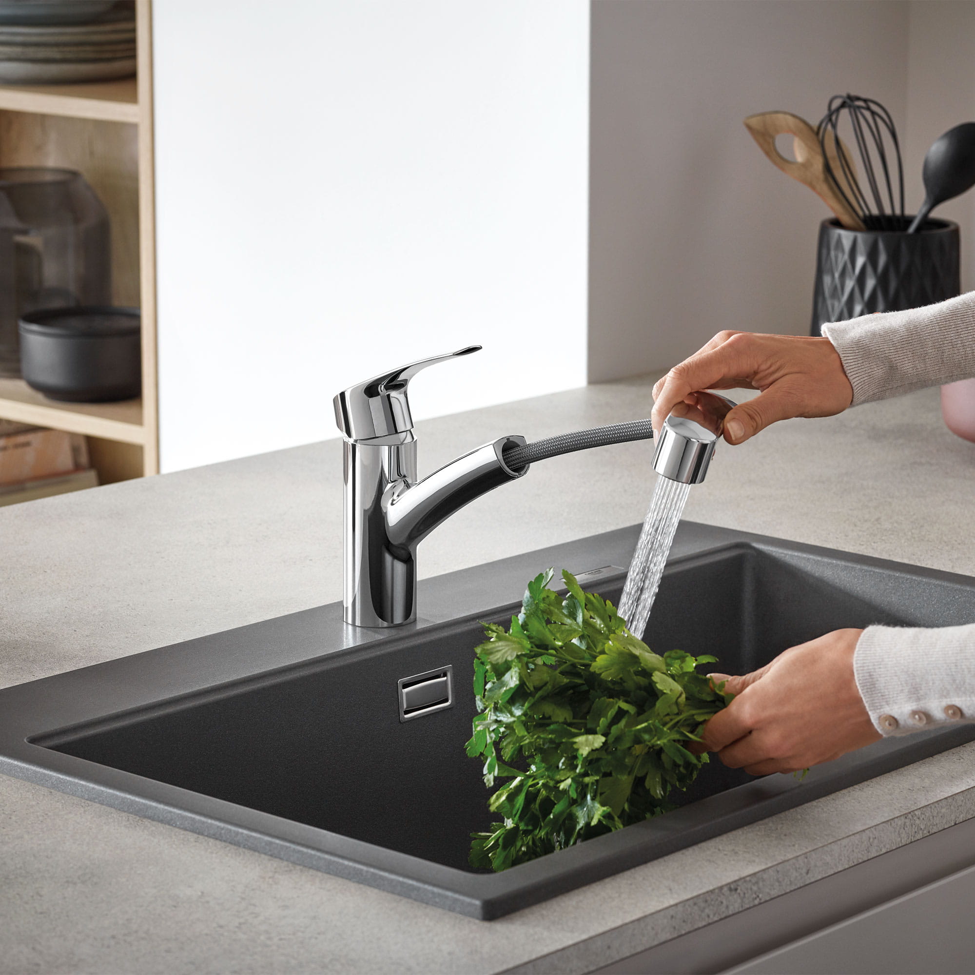 Robinet cuisine GROHE Mitigeur cuisine Eurosmart Bec bas chrome