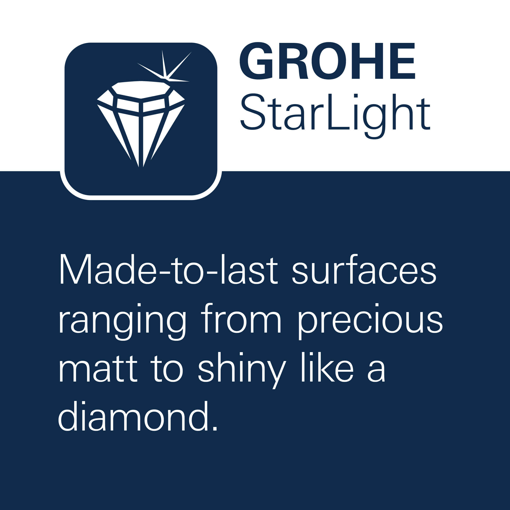 GROHE StarLight - Surfaces faites jusqu'à la dernière, allant du mat précieux au brillant comme un diamant.