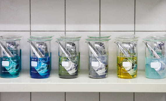 faucets being tested in various liquids