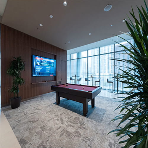 pool table and TV
